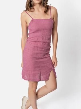 Sleeveless Spaghetti-Strap Mini Dress in Dusty Rose